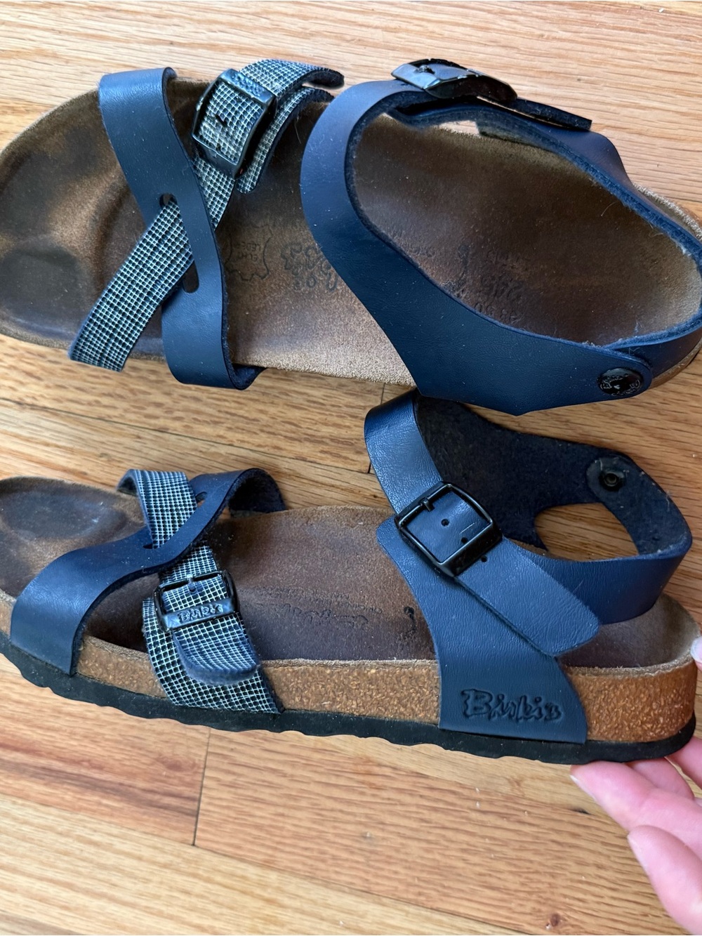 Women’s blue Adjustable Strappy Sandals with Cork-Style Footbed